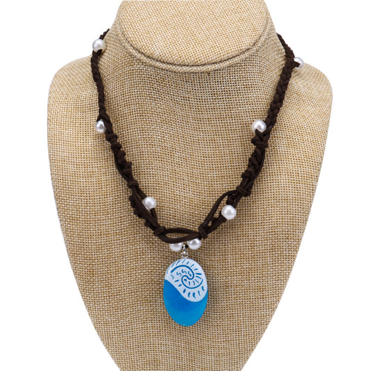 Cross-Border Hot Retro Simple Necklace Moana Princess Moana Second Generation Geometric Hollow Knot Necklace