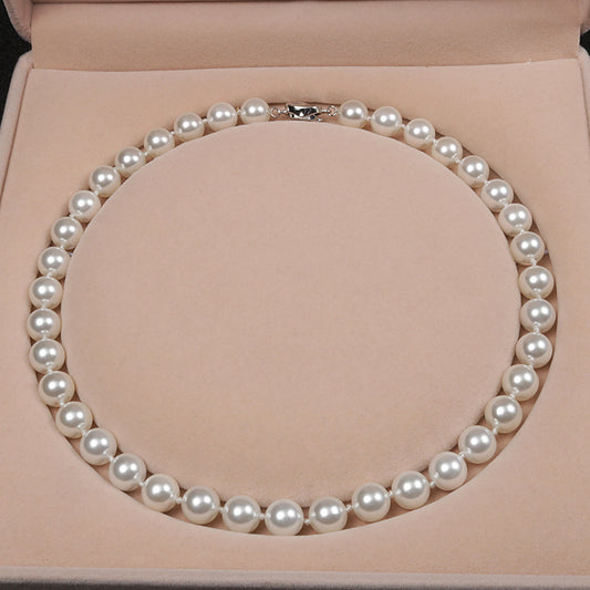 Elegant Deep Sea Shell Pearl Necklace for Women, Multicolor Perfect Round Imitation Pearl Necklace, Gift for Mom or Girlfriend, Wholesale Source